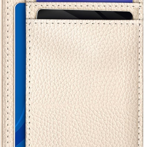 Cream Slim Wallet Case with Card Slots and ID Window - Picture 2 of 4